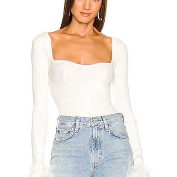 Lovers + Friends KINSLEY FEATHER TRIM TOP - Picture 1 of 5